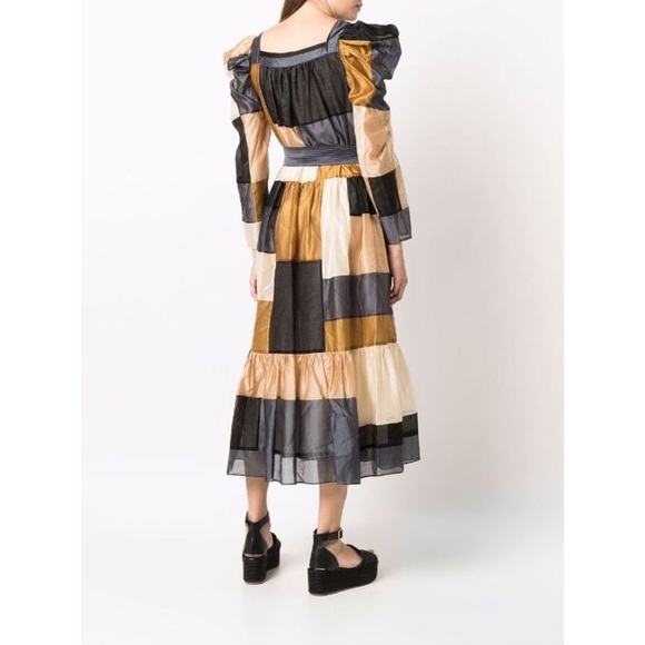 NWT Ulla Johnson Ismene Patchwork Cotton Silk dress - Picture 6 of 12